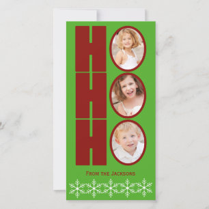 Carte de vacances photo HO HO Vert et Rouge