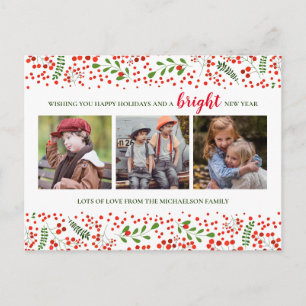 CARTE DE VACANCES PHOTO   Joyeux Noël Holly Cheval