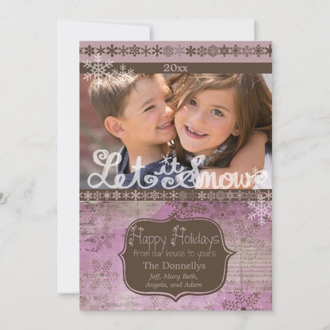 Carte de vacances photo Lavande et Snowflakes Brow (Devant)