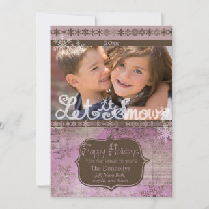 Carte de vacances photo Lavande et Snowflakes Brow