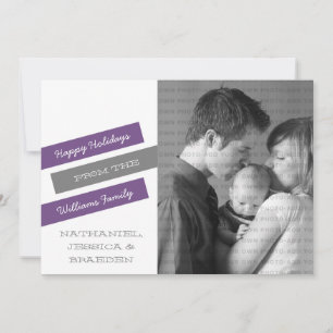 Carte de vacances photo moderne Slant (violet/gris