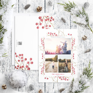 Carte de vacances photo Natural Winter Red Berry 3