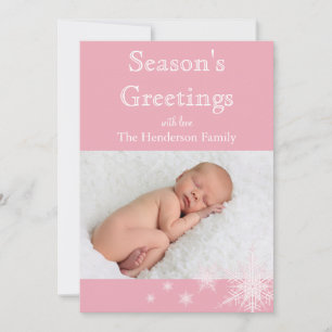 Carte de vacances photo Pink Snowflakes