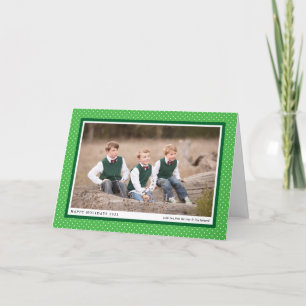 Carte de vacances photo pliée avec cadre vert gras