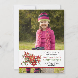 Carte de vacances photo Poinsettias vintage