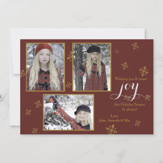 Carte de vacances photo Red and Gold Three (Devant)