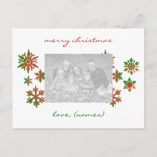Carte de vacances photo Red and Green Snowflakes