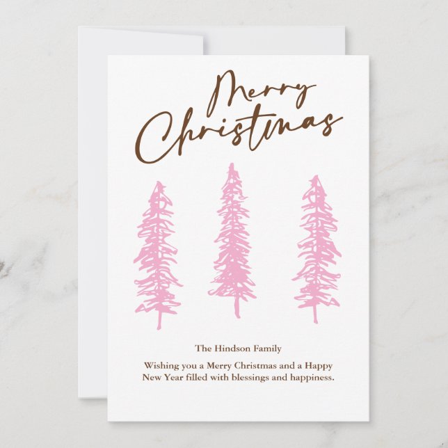 Carte de vacances Pink Christmas Tree moderne (Devant)