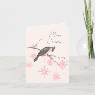 Carte de vacances Pink Snowflet Grey Songbird