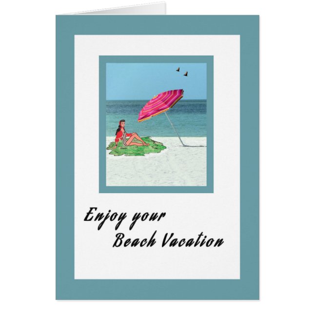 Carte de vacances Plage avec dessin rétros (Devant)
