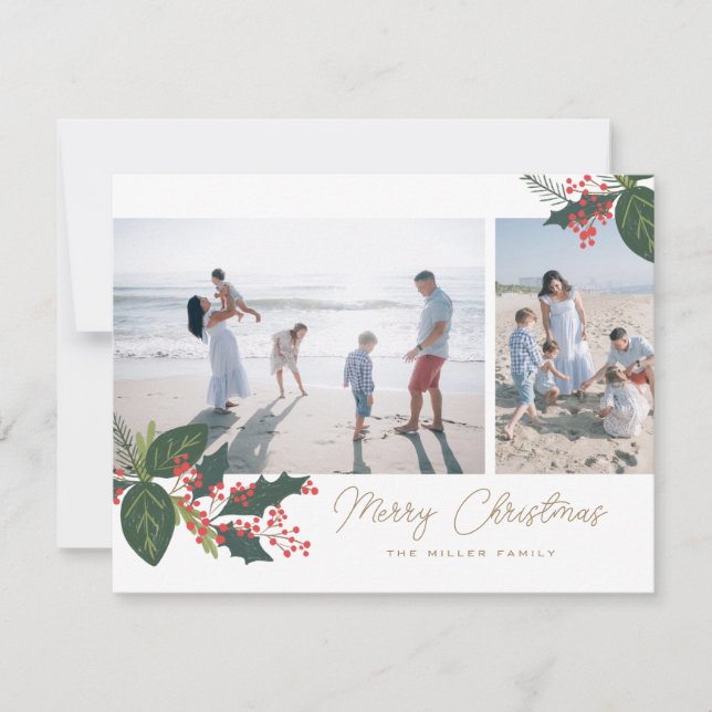 Carte de vacances plate avec collage de photo de B (Devant)