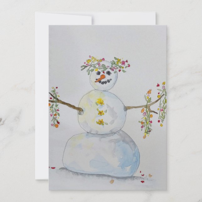 Carte de vacances plate de bonhomme de neige (Devant)