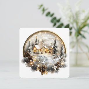 Carte de vacances plate, Paysage hivernal