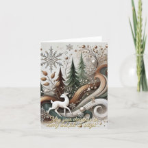 Carte de vacances pliée 2 fois Cerf blanc