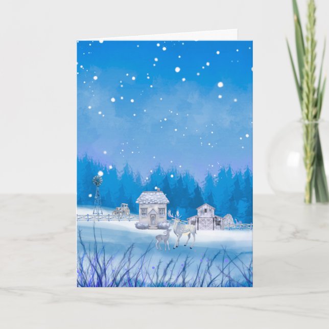 Carte de vacances pliée à signature de ferme améri (Devant)