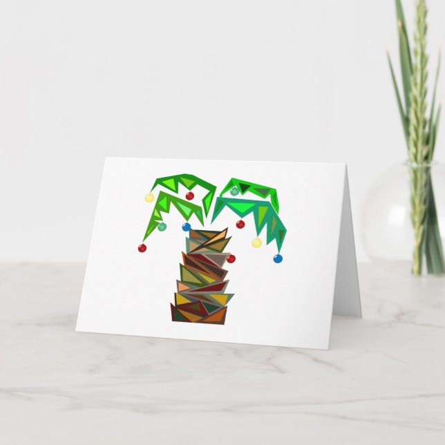 Carte de vacances pliée avec palmier de fête (Devant)