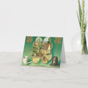 Carte de vacances pliée de la Saint-Patrick vintag