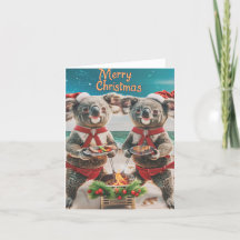 Carte de vacances pliée de Noël Koala