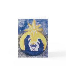 Carte de vacances pliée, Nativité, impression aqua