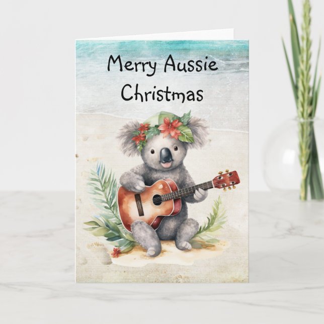 Carte de vacances pliée Noël australienne (Devant)