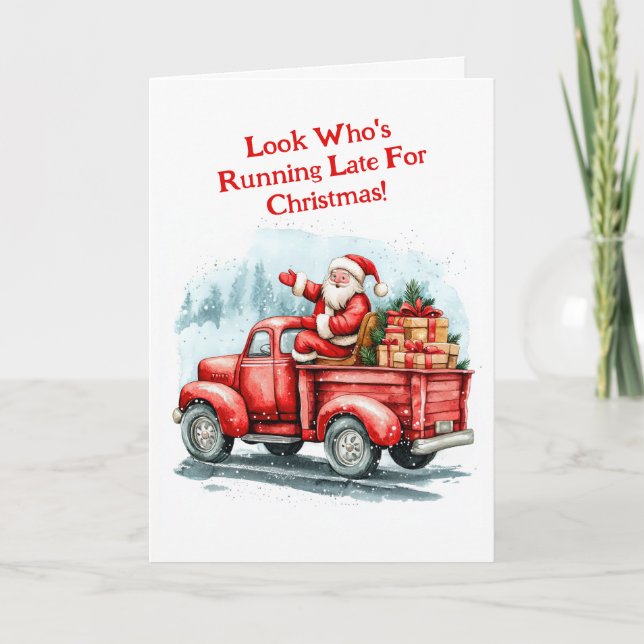 Carte de vacances Pliée Noël Père Noël amusante (Devant)