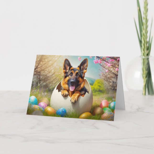 Carte de vacances pliée pour chien Shepard alleman (Devant)