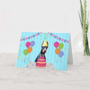 Carte de vacances pour anniversaire Doberman