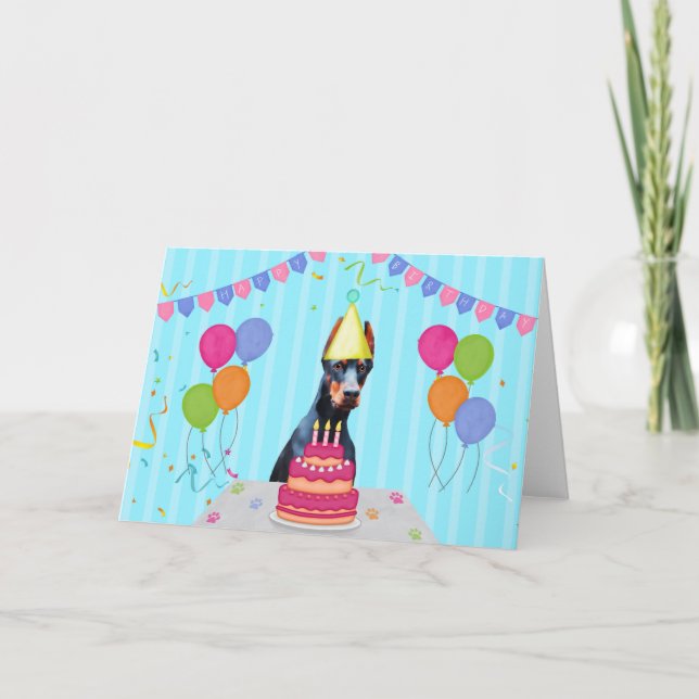 Carte de vacances pour anniversaire Doberman (Devant)