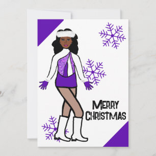 Carte de vacances pour danseur de neige pourpre