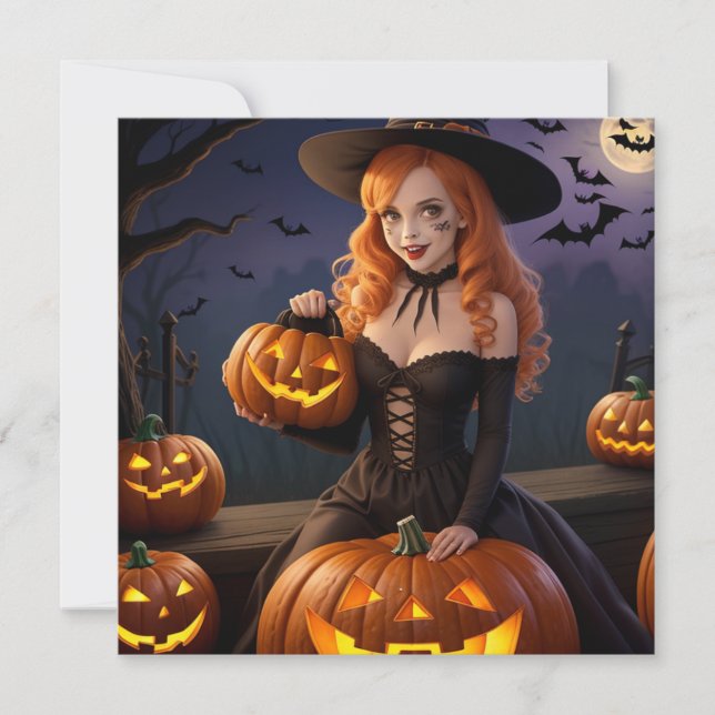 Carte de vacances pour fille Halloween (Devant)