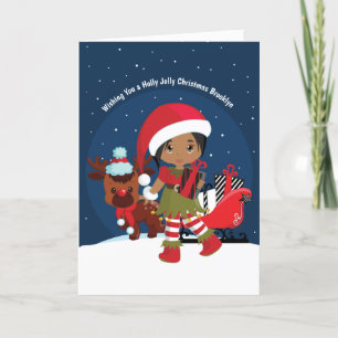 Carte de vacances pour fille multiculturelle Elf