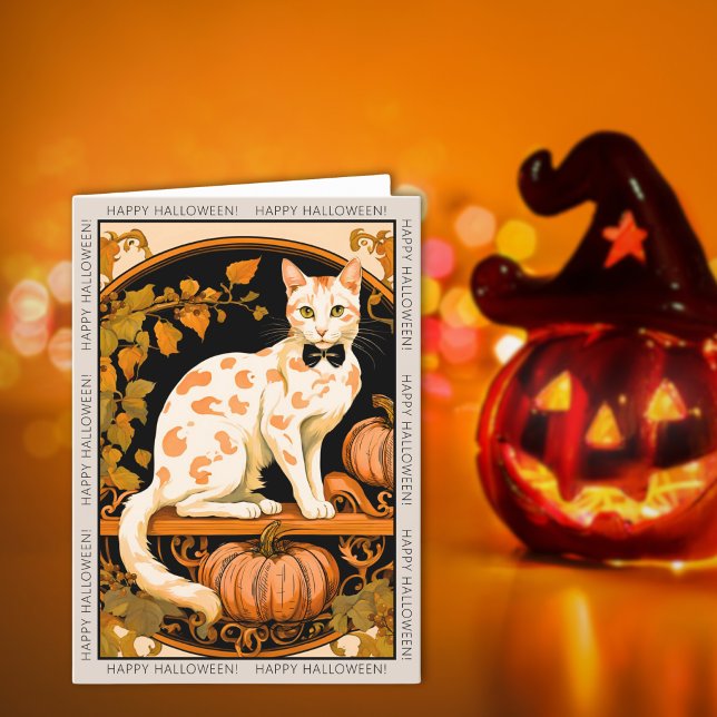 Carte de vacances pour Halloween Chat et Citrouill (Créateur téléchargé)