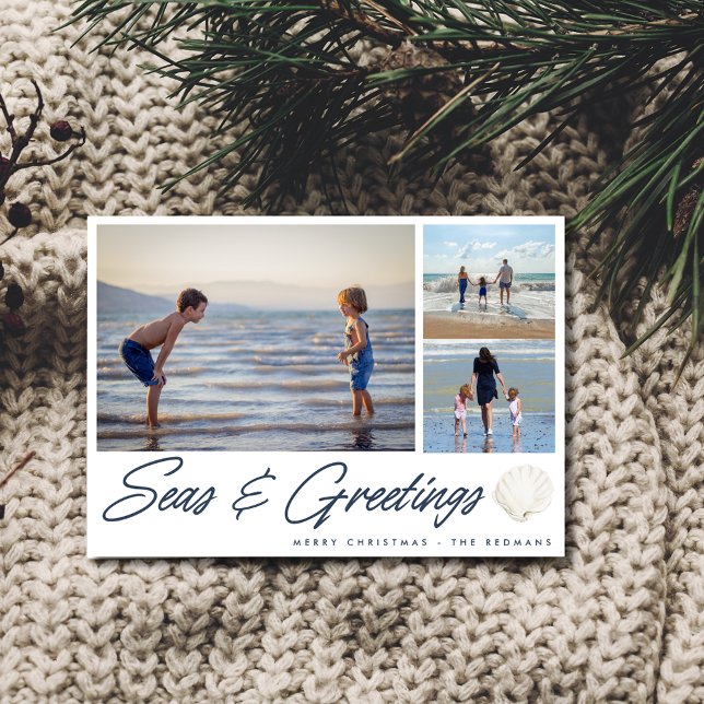 Carte de vacances pour la famille côtière (Seas & Greetings Coastal Family Holiday Card)