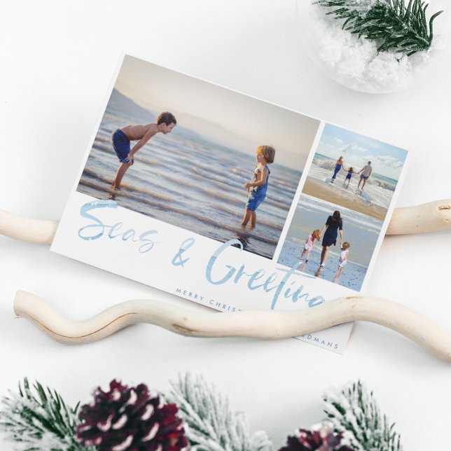 Carte de vacances pour la famille côtière (Seas & Greetings Coastal Family Holiday Card)