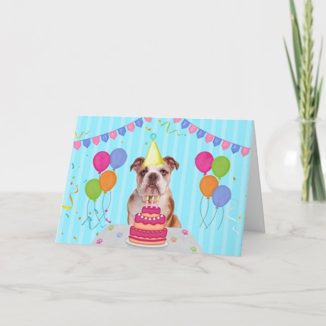 Carte de vacances pour l'anniversaire du Bulldog a (Devant)