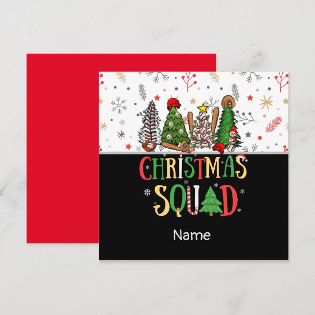Carte de vacances pour le baseball Christmas Tree  (Devant / Derrière)
