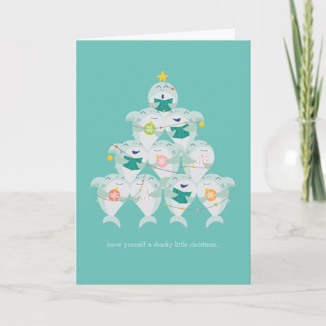 Carte de vacances pour les petits requins de Noël (Devant)