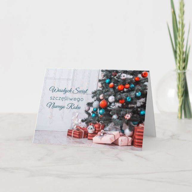 Carte de vacances pour Noël polonais Baubles (Devant)