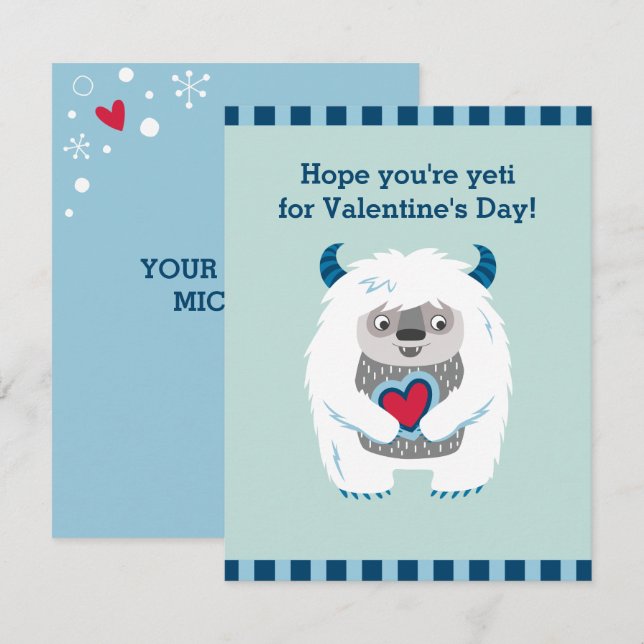 Carte de vacances pour petits Valentine Monster (Devant / Derrière)