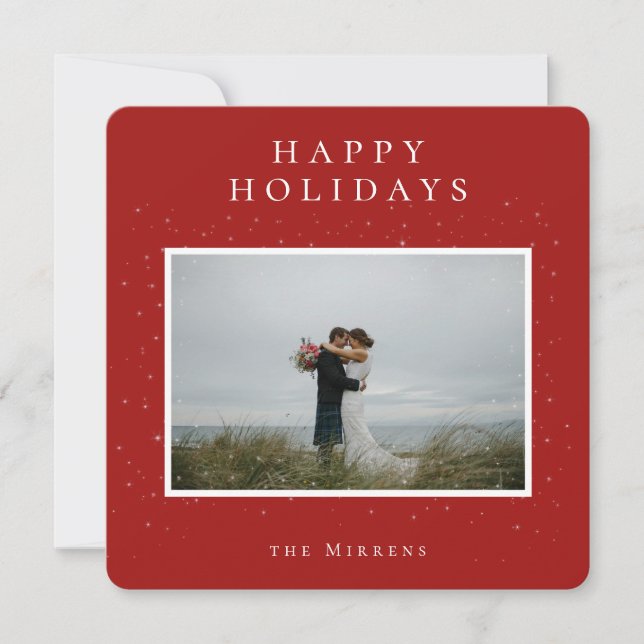 Carte de vacances pour photos d'hiver | Rouge (Devant)