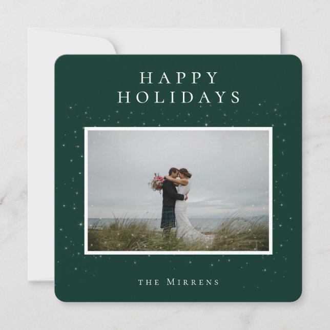 Carte de vacances pour photos d'hiver | Vert (Devant)