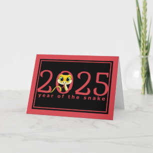 Carte de vacances pour serpent caricature chinoise