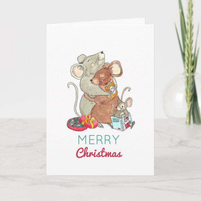 Carte de vacances pour souris de Noël vierge (Devant)