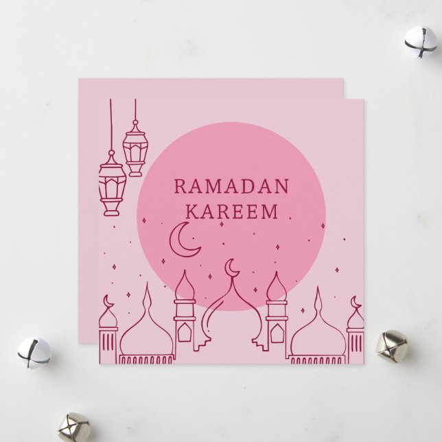 Carte de vacances Ramadan rose Kareem (Devant/Arrière en situation)
