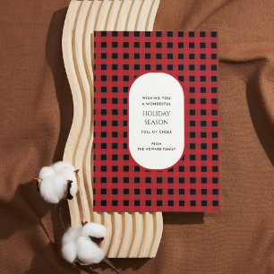 Carte de vacances Red Buffalo Plaid Holiday Typogr