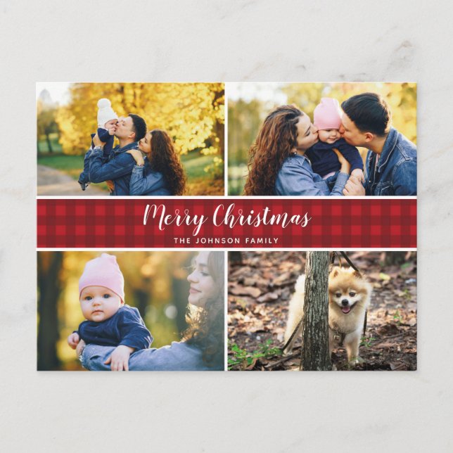 Carte de vacances Red Check 4 Photo (Devant)