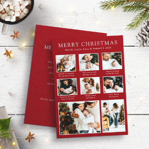 Carte de vacances Red Christmas Photo Collage