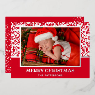 Carte de vacances Red Damask Foil