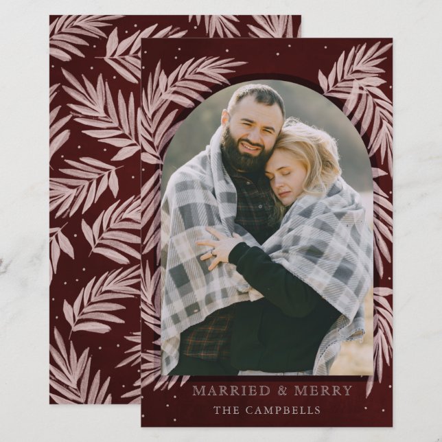 Carte de vacances Red Merry Arch Botanical Budget (Devant / Derrière)