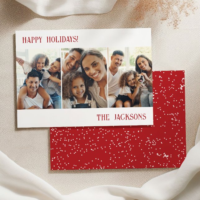 Carte de vacances Red Modern Photo Collage avec ne (Créateur téléchargé)